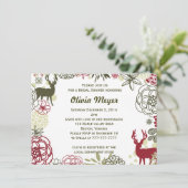 花のトナカイのクリスマスのブライダルシャワーの招待状 招待状 (スタンド正面)