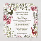 花のトナカイのクリスマスウェディング招待状 招待状 (正面/裏面)