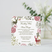 花のトナカイのクリスマスウェディング招待状 招待状 (スタンド正面)