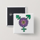 花のトランス・ジェンダーの記号 缶バッジ (正面&裏面)