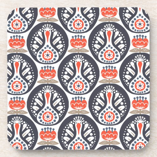 花のトルコの民芸パターン コースター (正面)