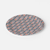 花のトルコの民芸パターン ペーパープレート (アングル)