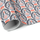 花のトルコの民芸パターン ラッピングペーパー (ロールコーナー)