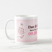 花のトレンディーピンクの鳥のパーソナライズされたマグカップ コーヒーマグカップ (左)