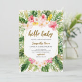 花のトロピカルガールベイビーシャワー 招待状 (スタンド正面)