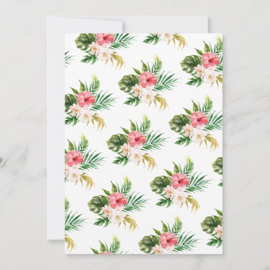 花のトロピカル リース ベビーシャワー 招待状 (裏面)