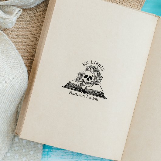 花のドクロ エクスリブリス 本のスタンプ ラバースタンプ