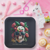 花のドクロ ファブーオラス スプークタキュラー ファミリー ネーム ペーパープレート (パーティー)