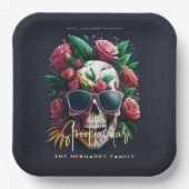 花のドクロ ファブールーサスポークタキュラー ファミリー ネーム ペーパープレート (正面)