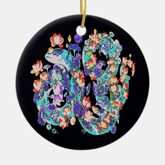 花のドラゴン セラミックオーナメント (正面)