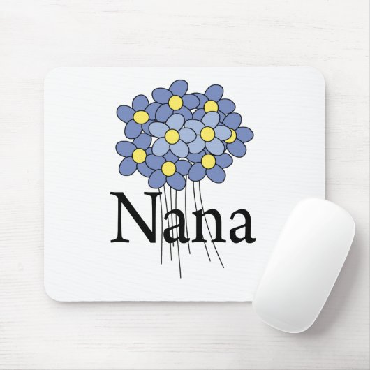 花のナナのかわいらしく青いTシャツ マウスパッド (マウス)
