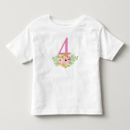 花のナンバー4 トドラーTシャツ