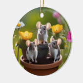 花のネズミの三ポット セラミックオーナメント (左)