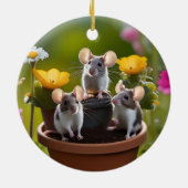 花のネズミの三ポット セラミックオーナメント (裏面)