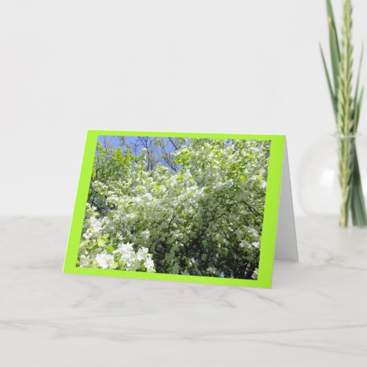 花のノートカードに空白のサンザシの木 カード (正面)