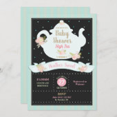 花のハイティーパーティー ベビーシャワー 招待状 (正面/裏面)