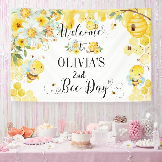 花のハチの巣のハッピーバースデーの背景 横断幕 (パーティー)