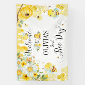 花のハチの巣のハッピーバースデーの背景 横断幕 (縦)