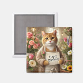 花のハッピーバースデーの標識 マグネット (正面/裏面)