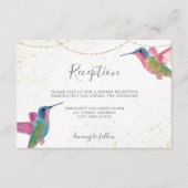 花のハミングバード水彩レセプションカード エンクロージャーカード (正面)