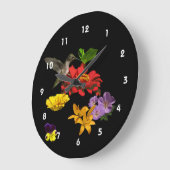 花のハミングバード ラージ壁時計 (傾斜)