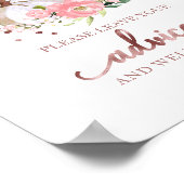 花のハロウィンパンプキン秋のブライダルシャワーアドバイスサイン ポスター (角)