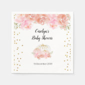 花のハロウィンパンプキン ブライダルシャワーナプキン スタンダードカクテルナプキン (正面)