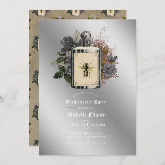 花のハロウィン ゴシック バチェロレッテパーティー 招待状 (正面/裏面)