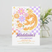 花のハロウィン パンプキン カラフル 13歳の誕生日 招待状 (スタンド正面)