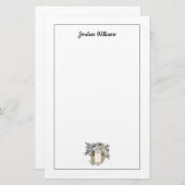 花のハローのヒツジは|あなたの名前を加えます 便箋 (正面/裏面)