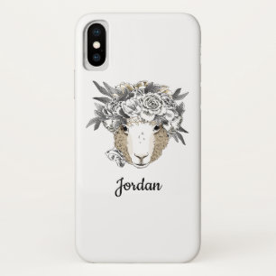 花のハローのヒツジは あなたの名前を加えます iPhone X ケース
