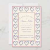 花のハートと弓ピンク赤ちゃんシャワー招待状 招待状 (正面)