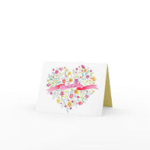 花のハートのブーケ アート ありがとうカード