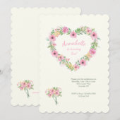 花のハートの招待状 招待状 (正面/裏面)