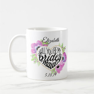 花のハートの新婦付添人の提案のマグ コーヒーマグカップ