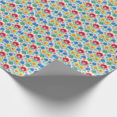 花のハートの民芸パターン ラッピングペーパー (角)