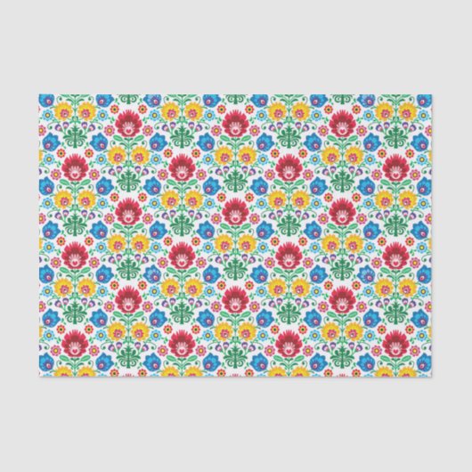 花のハートの民芸パターン 薄葉紙 (正面)