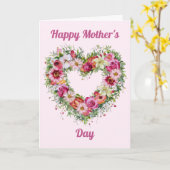 花のハートの花輪　母の日に カード (黄色い花)