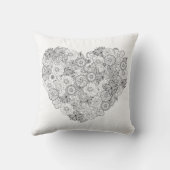 花のハートの落書き クッション (裏面)