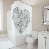 花のハートの落書き シャワーカーテン (インサイチュ)