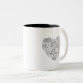 花のハートの落書き ツートーンマグカップ (正面右)