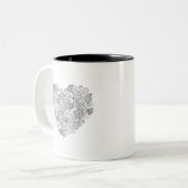 花のハートの落書き ツートーンマグカップ (正面左)