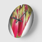 花のハートアートプリント ラウンド壁時計 (傾斜)