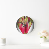 花のハートアートプリント ラウンド壁時計 (ホーム)