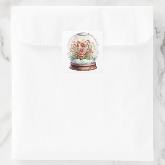 花のハートスノーグローブfor Valentine スクエアシール (バッグ)