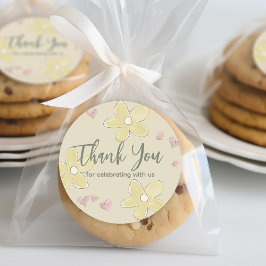 花のハートダックス赤ちゃんシャワーニュートラルガール ラウンドシール