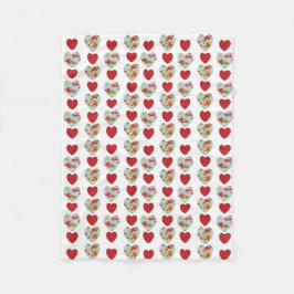 花のハート毛布 フリースブランケット