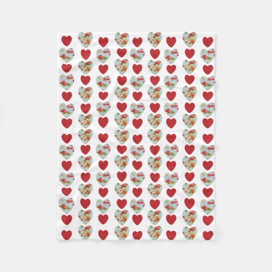 花のハート毛布 フリースブランケット (正面)