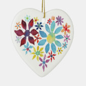 花のハート独身の(サイド空白の – 背面) セラミックオーナメント (右)