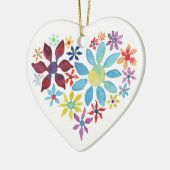 花のハート独身の(サイド空白の – 背面) セラミックオーナメント (左)